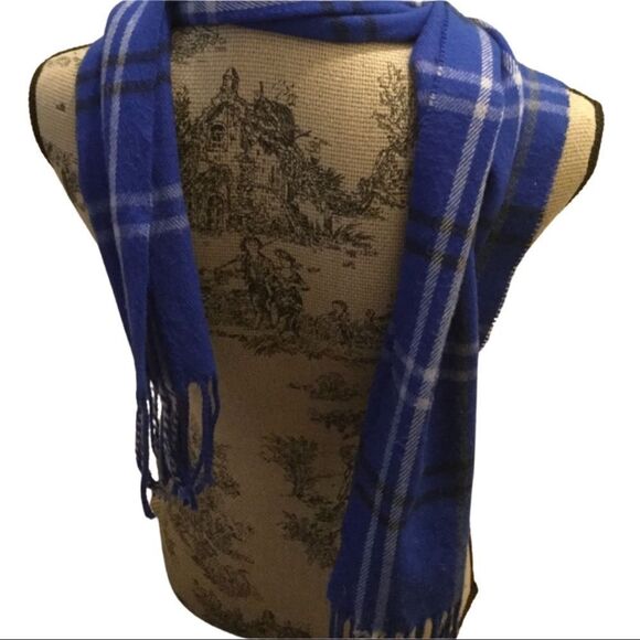 Cejon Made in Italy Plaid Bright Blue Scarf - Picture 3 of 4